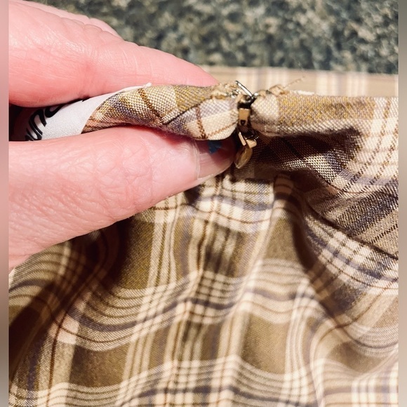 ☀️4X MULTI PLAID TAN BLUE Abound NWT Micro Mini Skirt School Academia Nordstrom - Picture 6 of 13